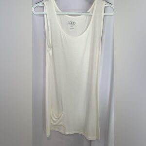 LOGO Lori Goldstein Dreamy Elegant Cream Sleeveless Long Top Pocket Size Small